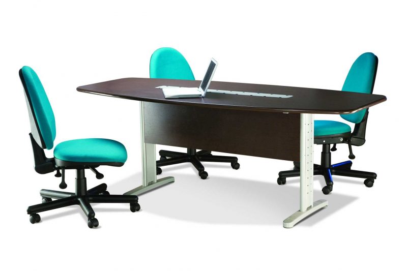 Mesa Reunião Semi Oval com calhas Mesa Reunião Semi Oval com calhas